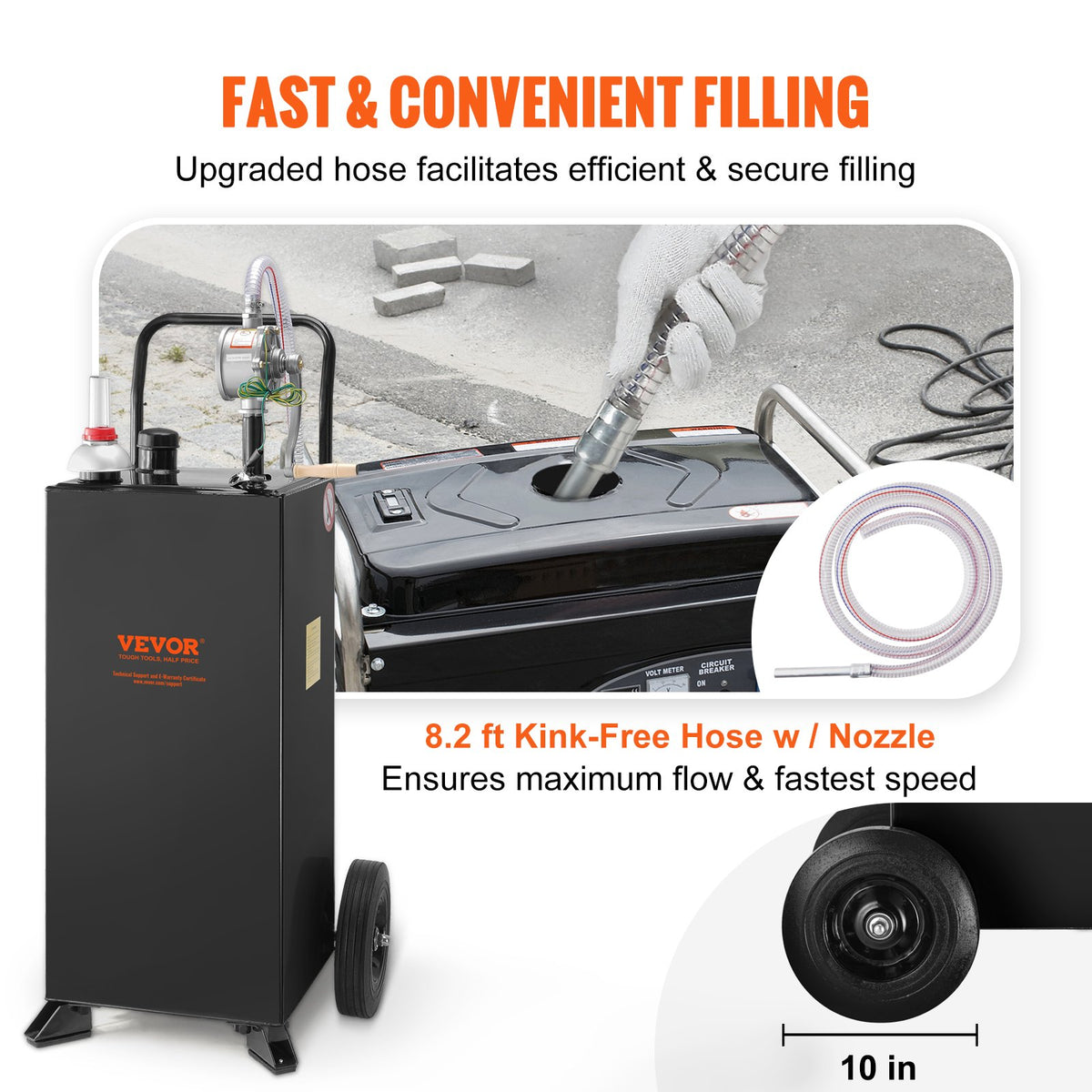 114L Gas Caddy, Fuel Storage Tank with Wheels, Portable Fuel Caddy with Manuel Transfer Pump, Gasoline Diesel V952-SYJYCBXGGJ2307OLTV0