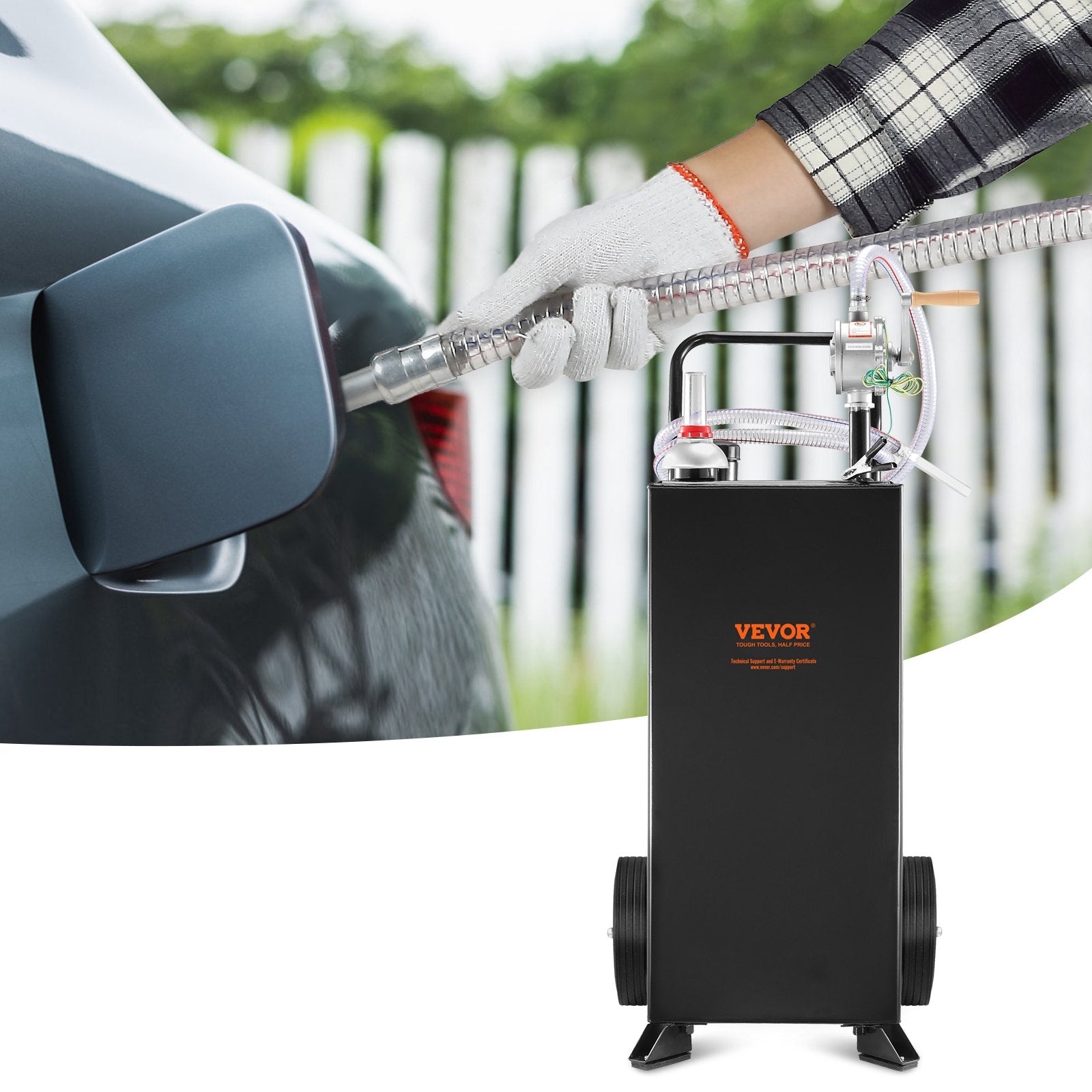 114L Gas Caddy, Fuel Storage Tank with Wheels, Portable Fuel Caddy with Manuel Transfer Pump, Gasoline Diesel V952-SYJYCBXGGJ2307OLTV0