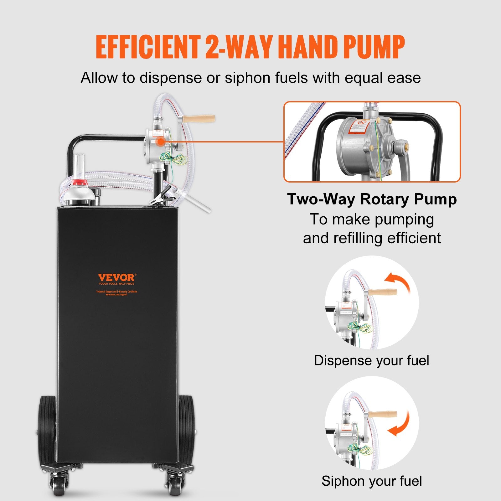 Fuel Caddy Fuel Storage Tank 114L Volume 4 Wheels with Manuel Pump Black V952-SYJYCBXGGJ430U2HZV0