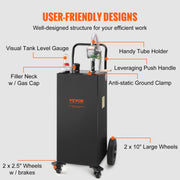 Fuel Caddy Fuel Storage Tank 114L Volume 4 Wheels with Manuel Pump Black V952-SYJYCBXGGJ430U2HZV0