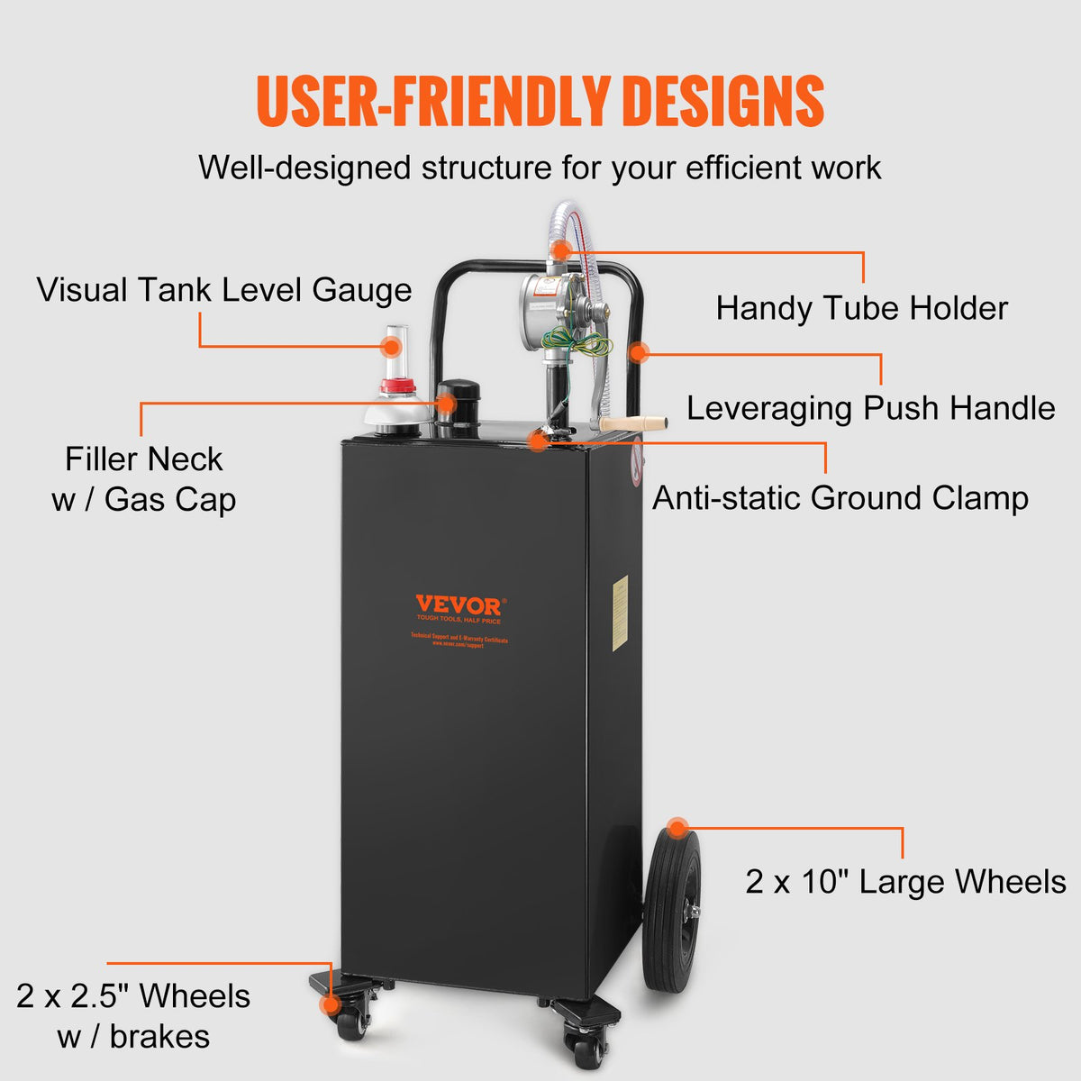 Fuel Caddy Fuel Storage Tank 114L Volume 4 Wheels with Manuel Pump Black V952-SYJYCBXGGJ430U2HZV0