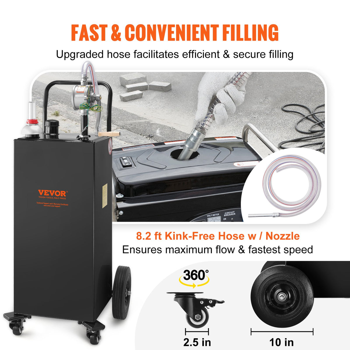 Fuel Caddy Fuel Storage Tank 114L Volume 4 Wheels with Manuel Pump Black V952-SYJYCBXGGJ430U2HZV0
