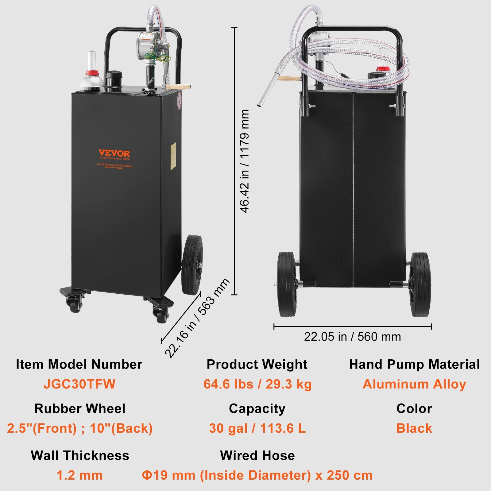 Fuel Caddy Fuel Storage Tank 114L Volume 4 Wheels with Manuel Pump Black V952-SYJYCBXGGJ430U2HZV0