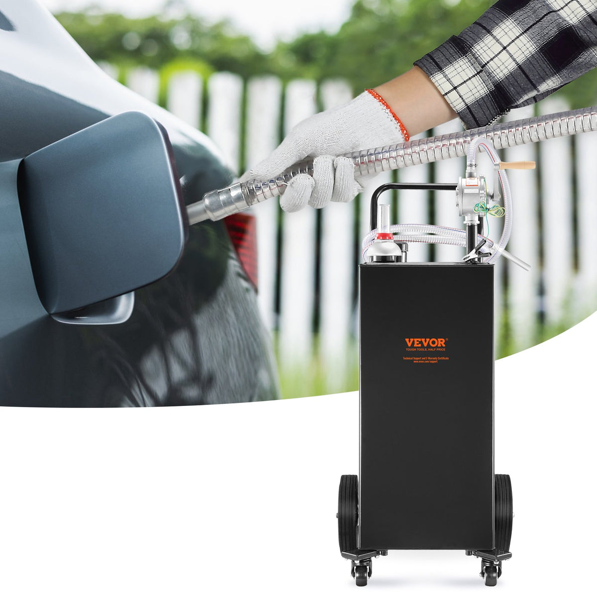Fuel Caddy Fuel Storage Tank 114L Volume 4 Wheels with Manuel Pump Black V952-SYJYCBXGGJ430U2HZV0