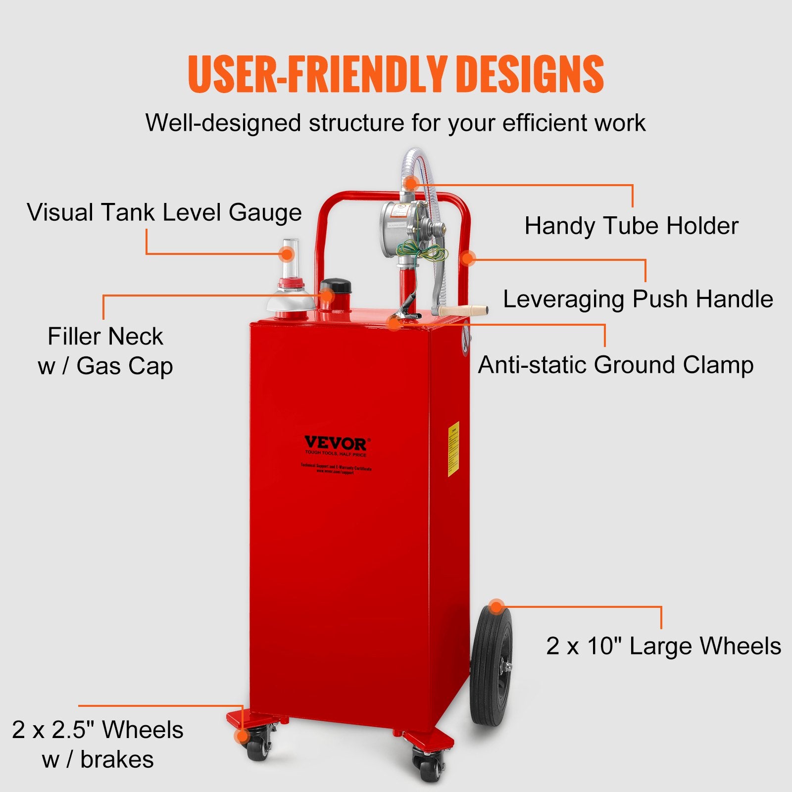 114L Fuel Caddy, Gas Storage Tank & 4 Wheels, with Manuel Transfer Pump, Gasoline Diesel Fuel Container for V952-SYJYCHSGJL43081RPV0