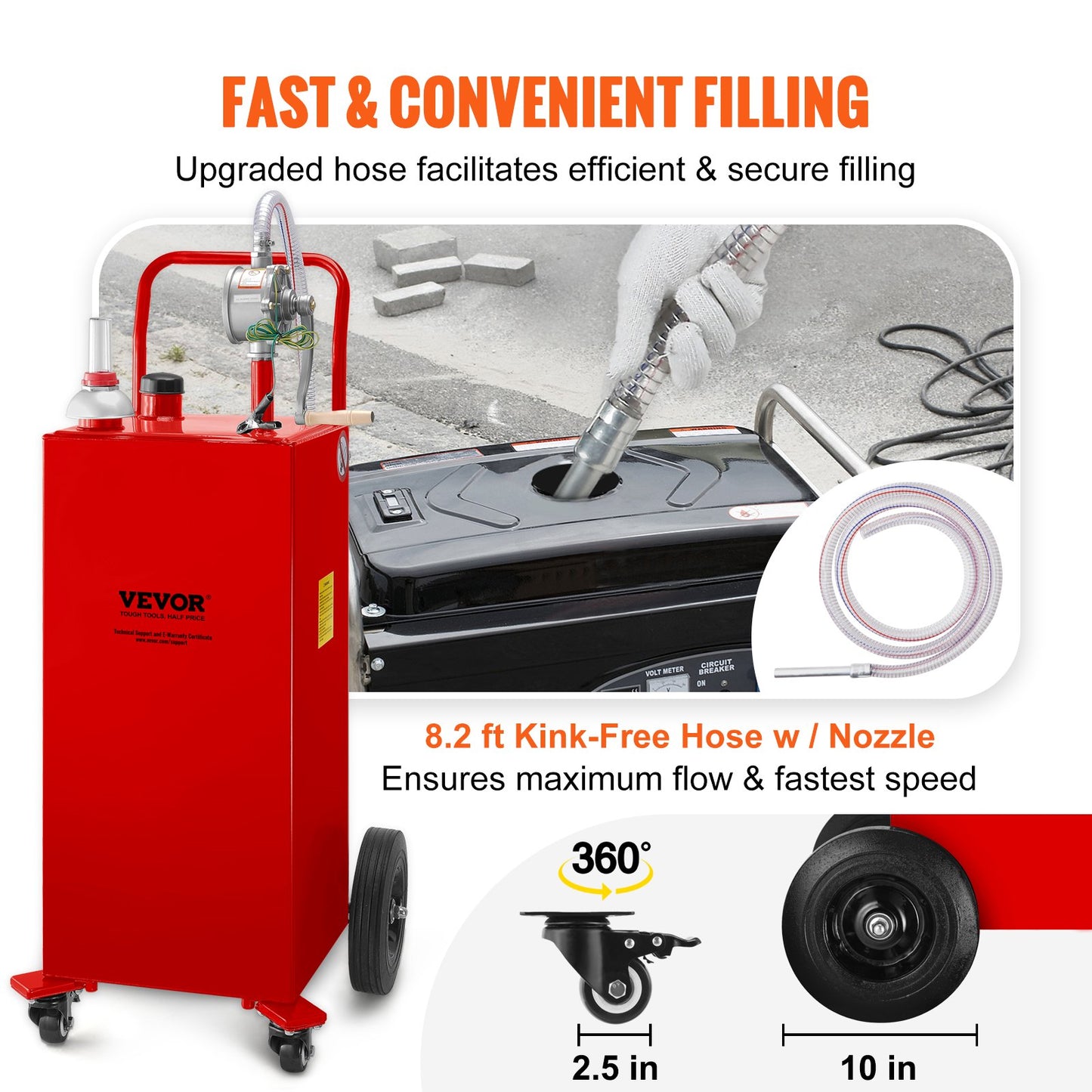 114L Fuel Caddy, Gas Storage Tank & 4 Wheels, with Manuel Transfer Pump, Gasoline Diesel Fuel Container for V952-SYJYCHSGJL43081RPV0