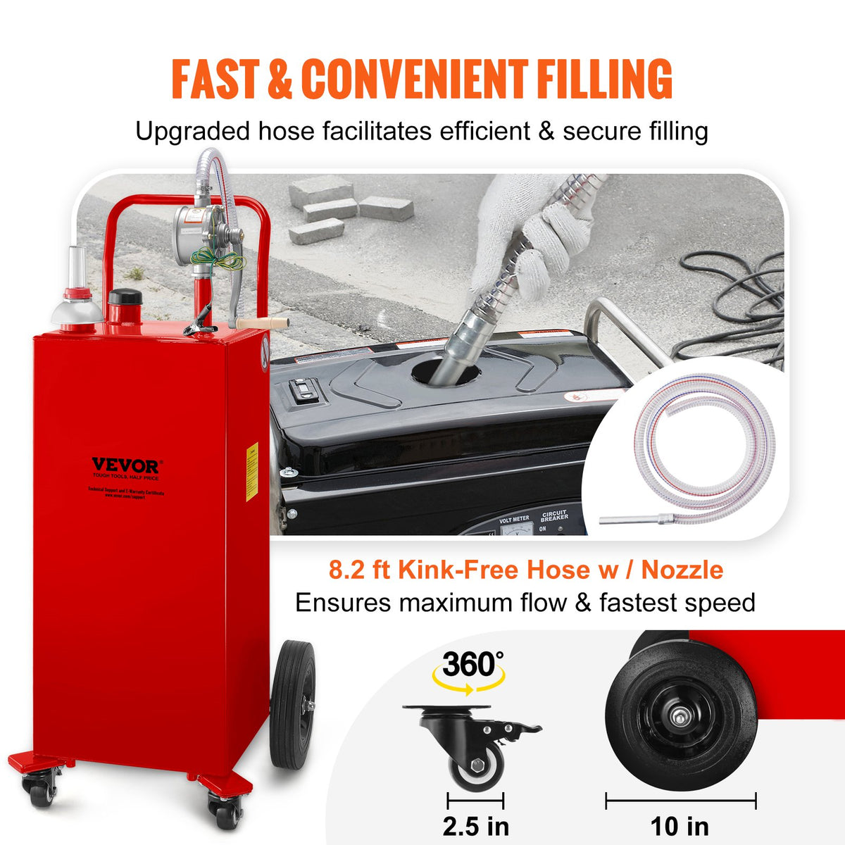 114L Fuel Caddy, Gas Storage Tank & 4 Wheels, with Manuel Transfer Pump, Gasoline Diesel Fuel Container for V952-SYJYCHSGJL43081RPV0