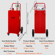 114L Fuel Caddy, Gas Storage Tank & 4 Wheels, with Manuel Transfer Pump, Gasoline Diesel Fuel Container for V952-SYJYCHSGJL43081RPV0