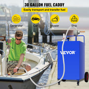 114L Fuel Caddy, Gas Storage Tank & 4 Wheels, with Manuel Transfer Pump, Gasoline Diesel Fuel Container for V952-SYJYCLSGJL4303U9BV0