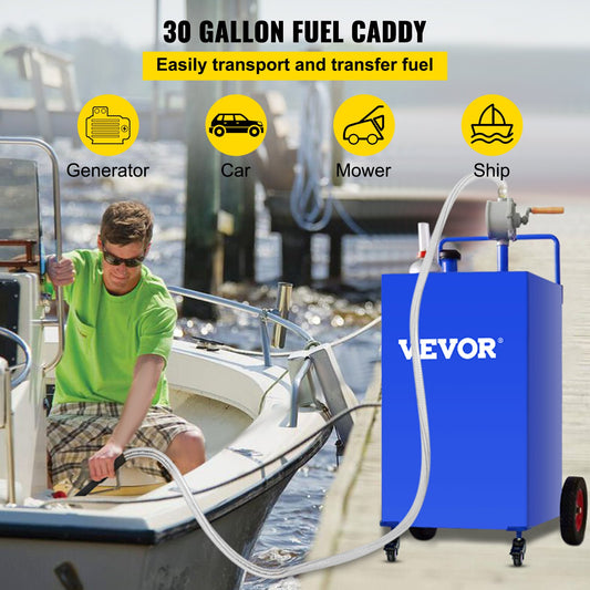 114L Fuel Caddy, Gas Storage Tank & 4 Wheels, with Manuel Transfer Pump, Gasoline Diesel Fuel Container for V952-SYJYCLSGJL4303U9BV0
