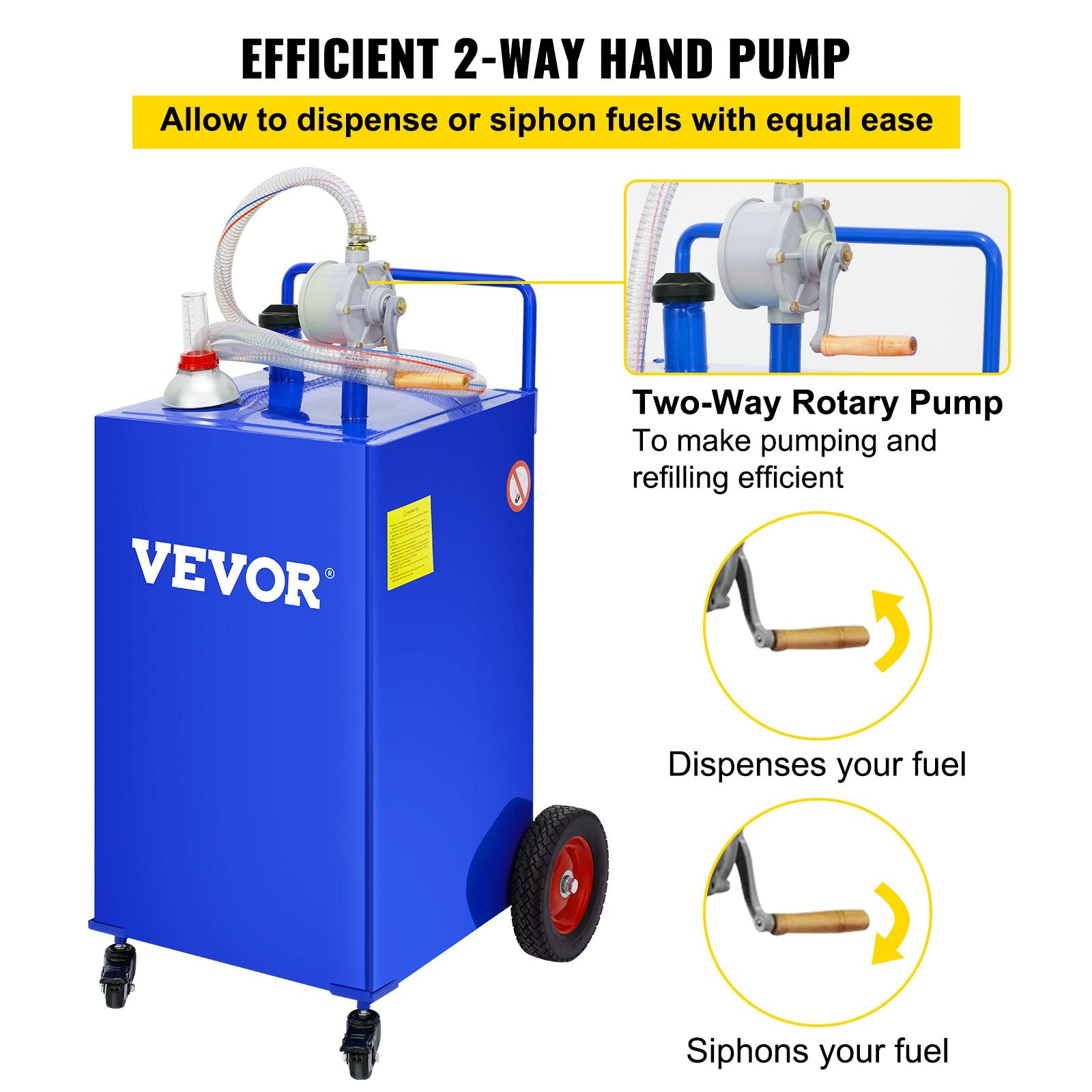 114L Fuel Caddy, Gas Storage Tank & 4 Wheels, with Manuel Transfer Pump, Gasoline Diesel Fuel Container for V952-SYJYCLSGJL4303U9BV0