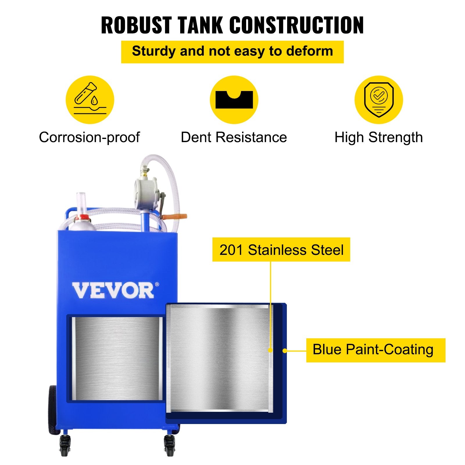 114L Fuel Caddy, Gas Storage Tank & 4 Wheels, with Manuel Transfer Pump, Gasoline Diesel Fuel Container for V952-SYJYCLSGJL4303U9BV0