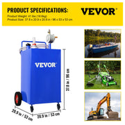 114L Fuel Caddy, Gas Storage Tank & 4 Wheels, with Manuel Transfer Pump, Gasoline Diesel Fuel Container for V952-SYJYCLSGJL4303U9BV0