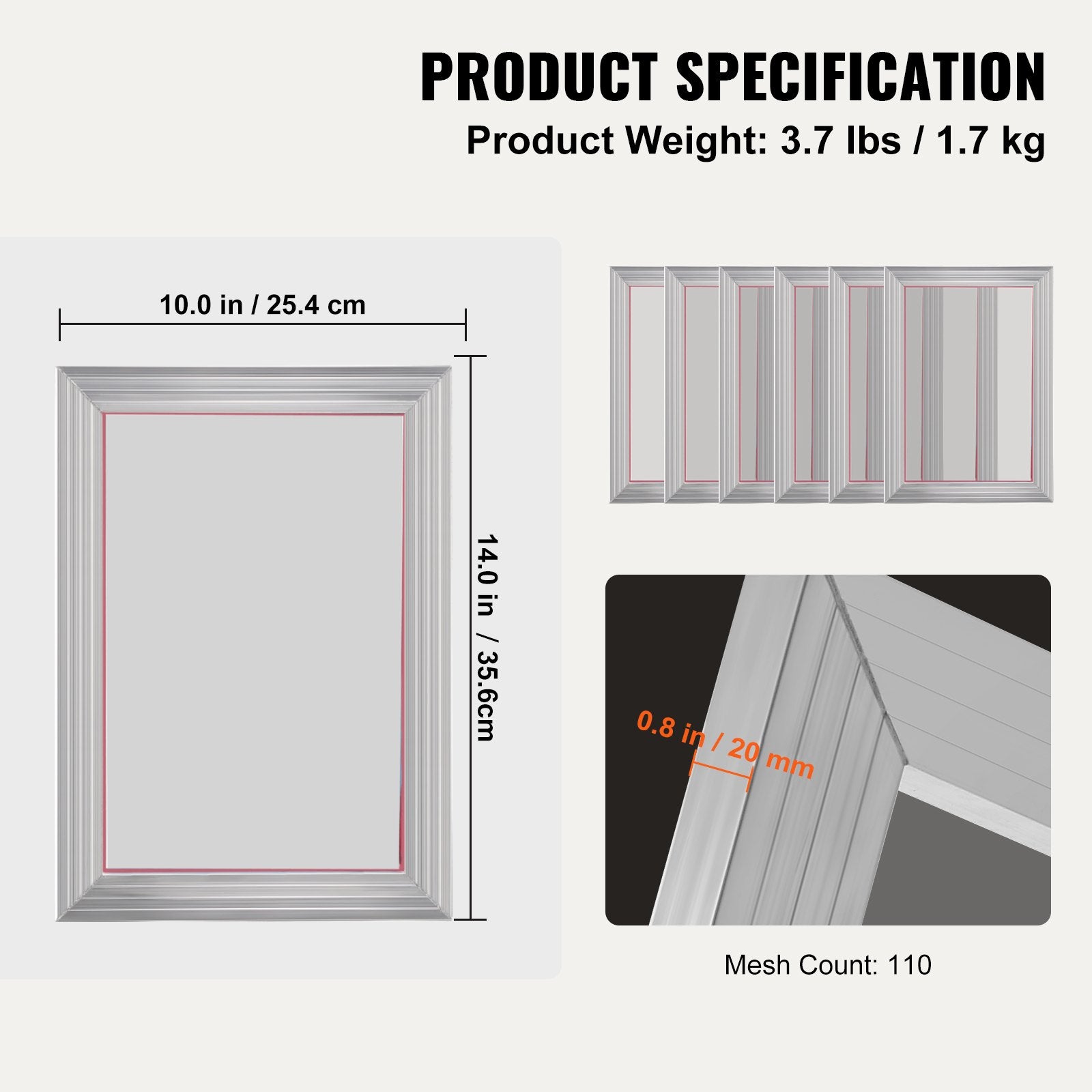 Screen Printing Kit, 6 Pieces Aluminum Silk Screen Printing Frames, 25.4 x 35.6 cm Silk Screen Printing Frame V952-SYKJD61101014X54UV0