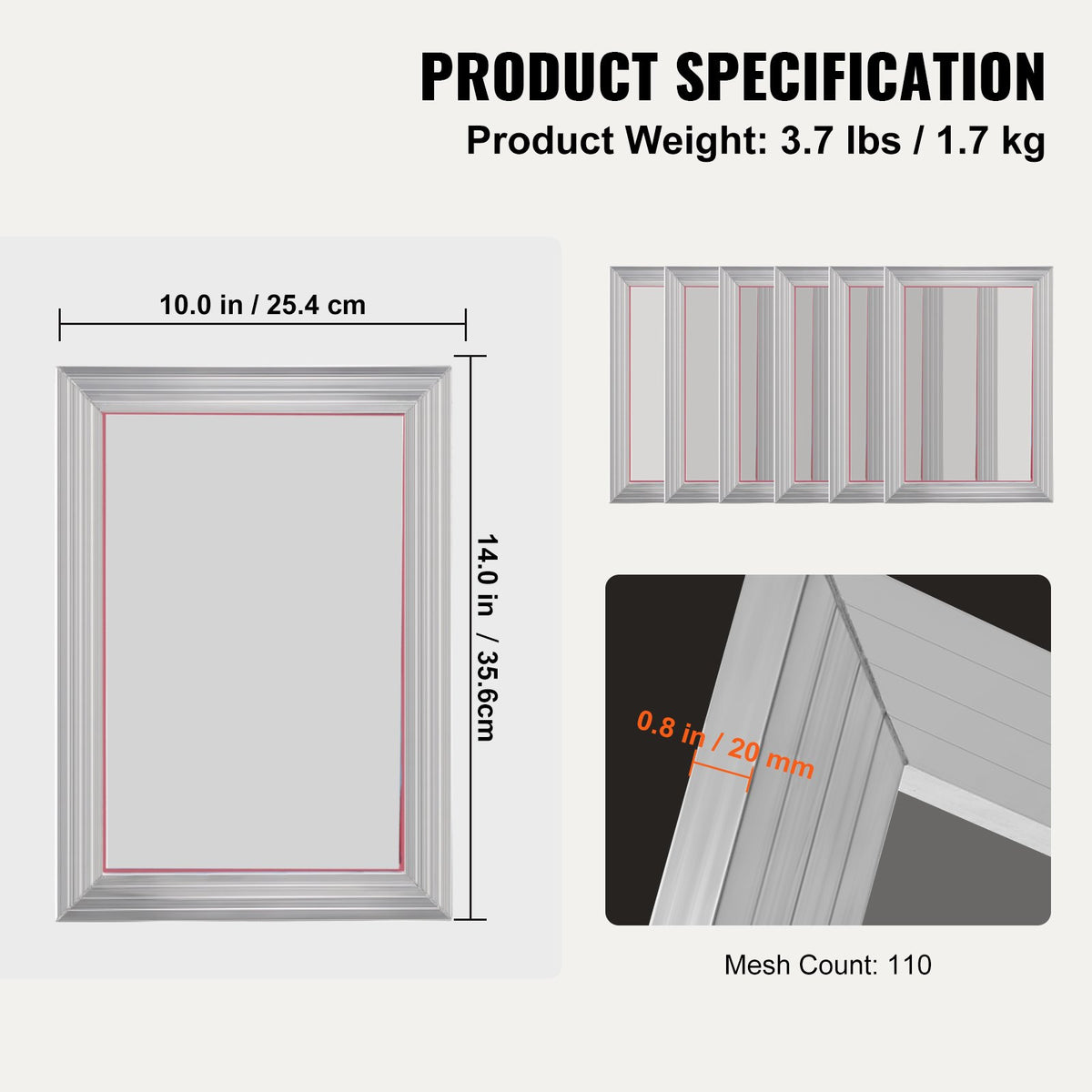 Screen Printing Kit, 6 Pieces Aluminum Silk Screen Printing Frames, 25.4 x 35.6 cm Silk Screen Printing Frame V952-SYKJD61101014X54UV0