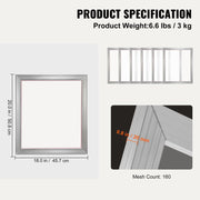 Screen Printing Kit, 6 Pieces Aluminum Silk Screen Printing Frames, 18x20inch Silk Screen Printing Frame with V952-SYKJD61601820YSYRV0