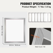 Screen Printing Kit, 6 Pieces Aluminum Silk Screen Printing Frames, 20x24inch Silk Screen Printing Frame with V952-SYKJD616020246S9BV0
