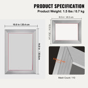 Screen Printing Kit, 2 Pieces Aluminum Silk Screen Printing Frames20.3 x 25.4/25.4 x 35.6cm 110 Count Mesh, 2 V952-SYKJZHCCG21109HX0V0