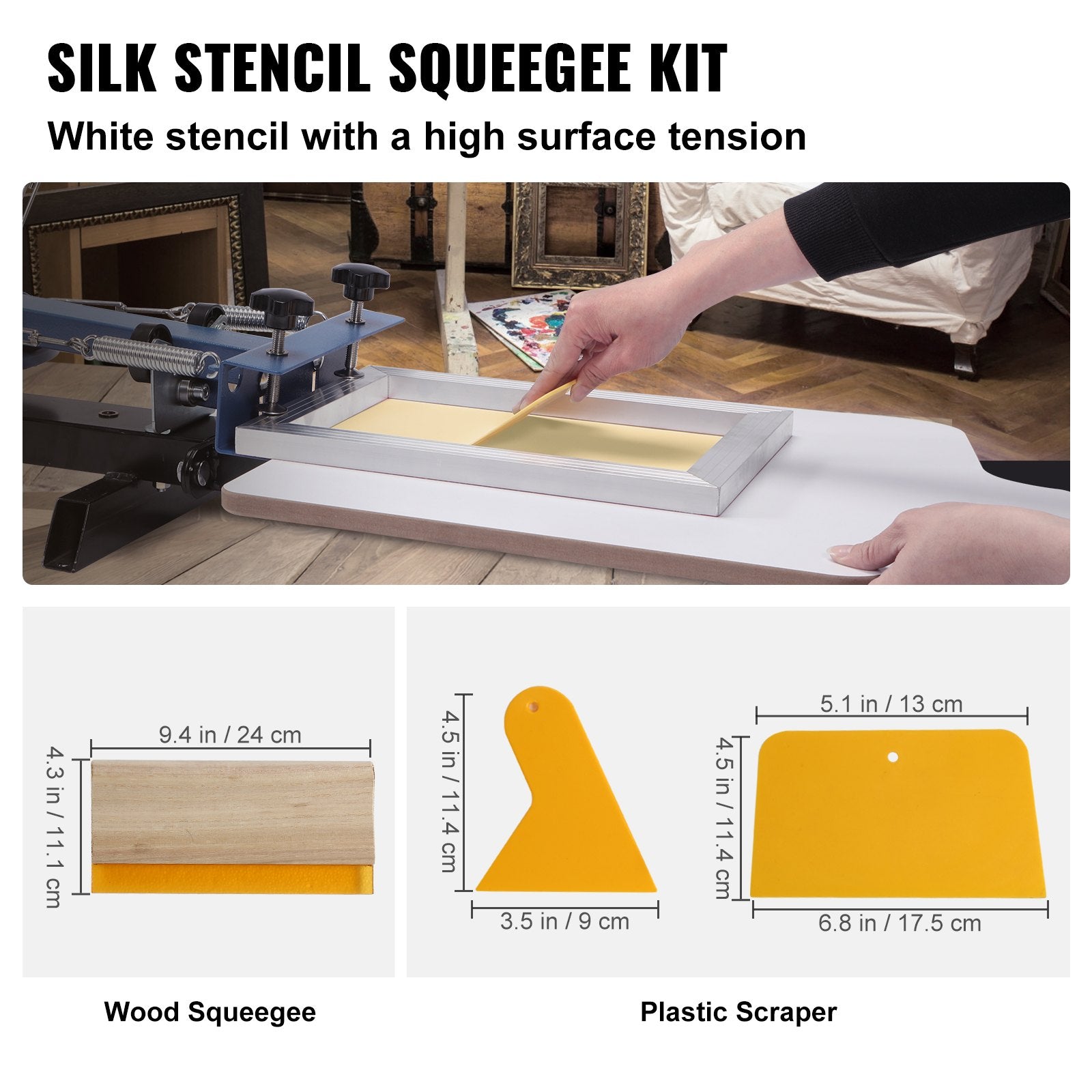 Screen Printing Kit, 3 Pieces Aluminum Silk Screen Printing Frames 25x36/20x30/15x25 cm 110 Count Mesh, 5 V952-SYKJZHCCG3110ZNMRV0