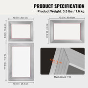 Screen Printing Kit, 3 Pieces Aluminum Silk Screen Printing Frames 25x36/20x30/15x25 cm 110 Count Mesh, 5 V952-SYKJZHCCG3110ZNMRV0