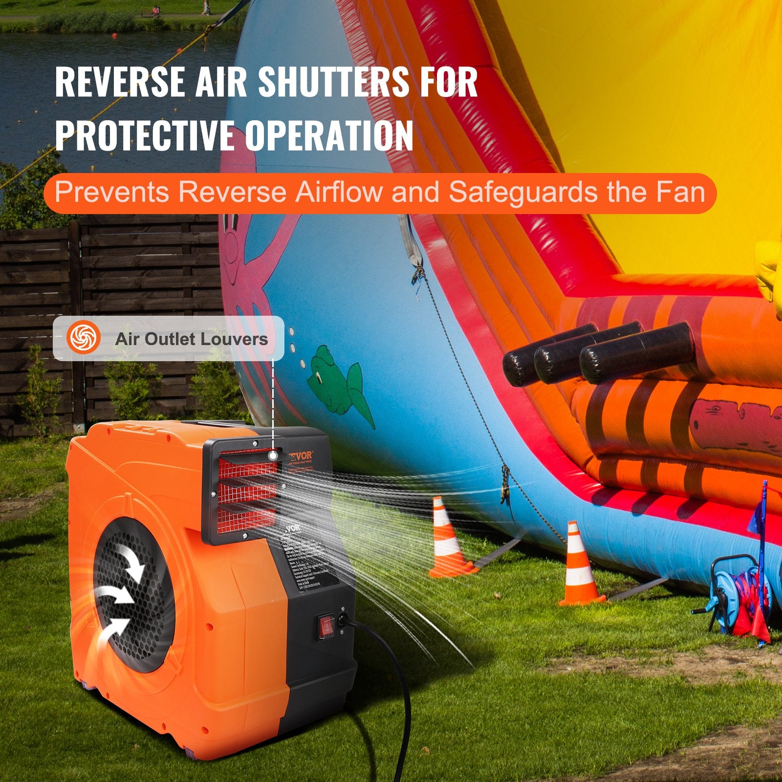 Inflatable Blower, 1100W, 1.5 & 1.7 HP Bounce House Blower, Pump Commercial Air Blower for Inflatables, 3100 V952-SYQM1100W74M2G16HV3