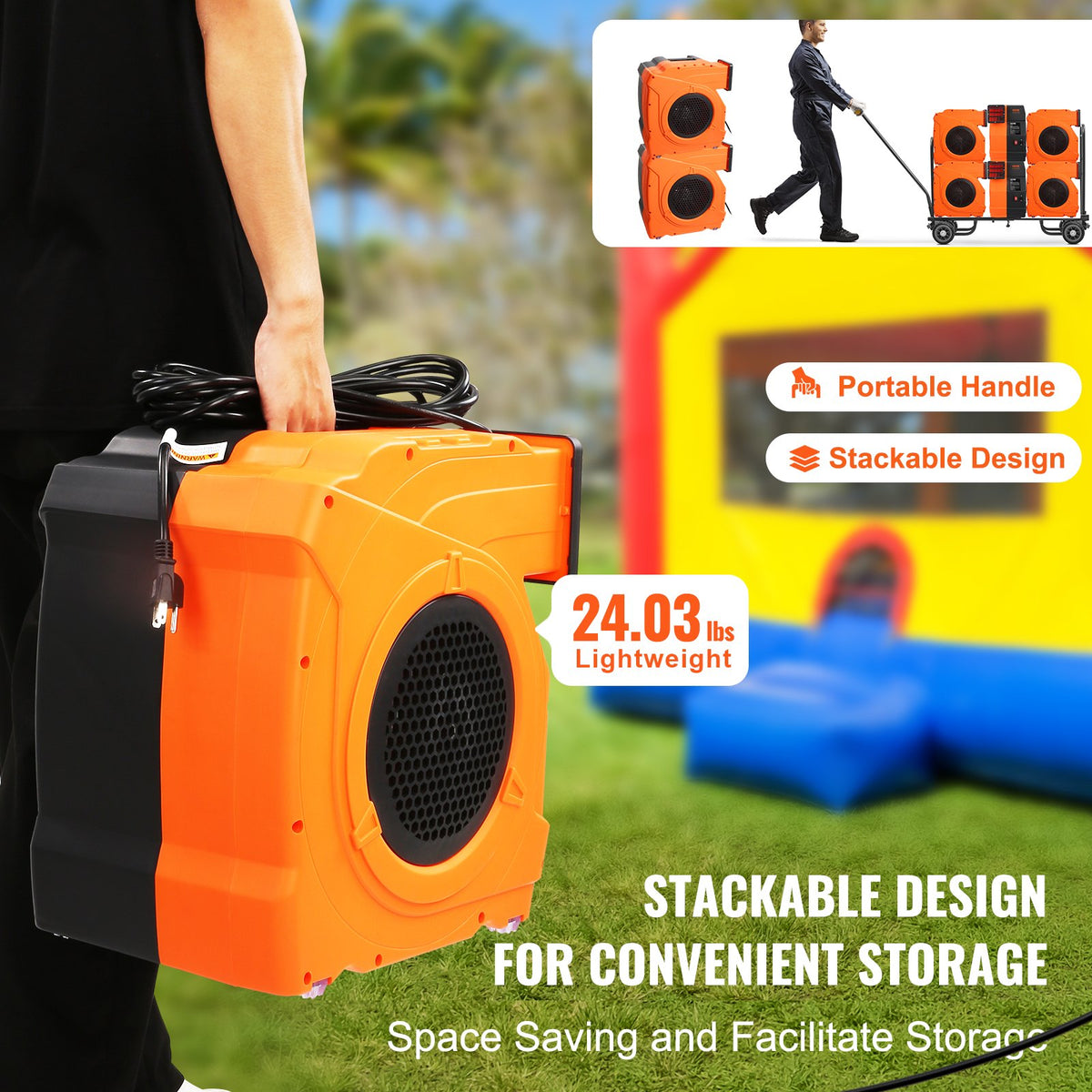 Inflatable Blower, 1100W, 1.5 & 1.7 HP Bounce House Blower, Pump Commercial Air Blower for Inflatables, 3100 V952-SYQM1100W74M2G16HV3
