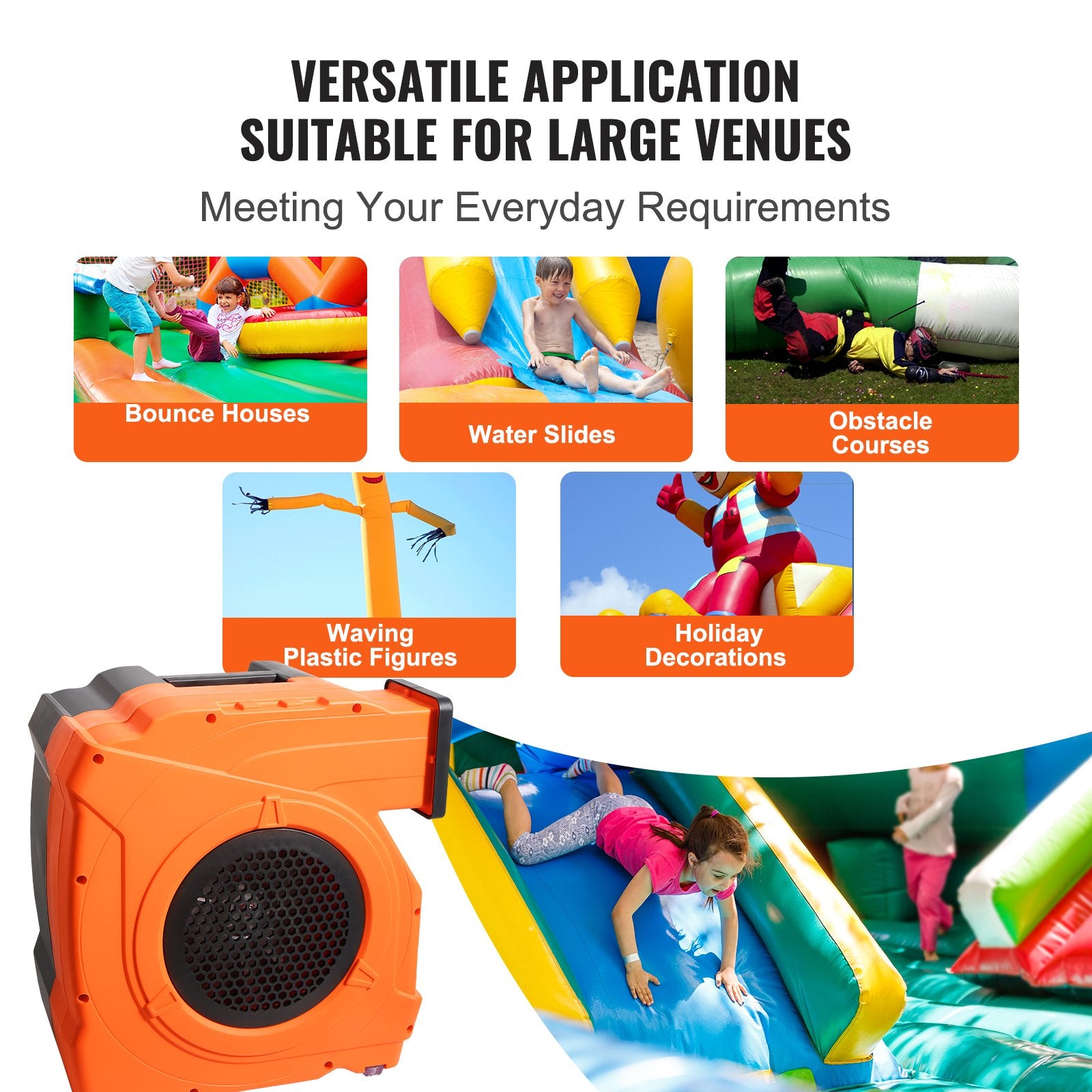 Inflatable Blower, 1100W, 1.5 & 1.7 HP Bounce House Blower, Pump Commercial Air Blower for Inflatables, 3100 V952-SYQM1100W74M2G16HV3