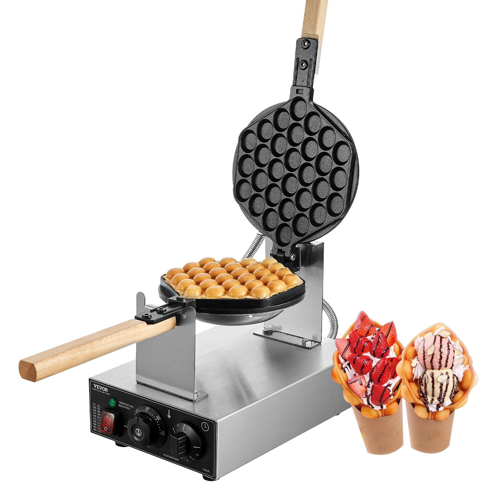 Commercial Bubble Waffle Maker, 1400W Egg Pancake Baker Machine, Non-Stick Stainless Steel Egg Bubble Puff, V952-SYQPHFBJDP1PGYHUZV3
