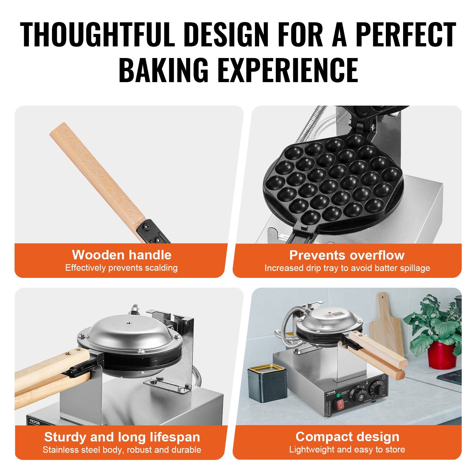Commercial Bubble Waffle Maker, 1400W Egg Pancake Baker Machine, Non-Stick Stainless Steel Egg Bubble Puff, V952-SYQPHFBJDP1PGYHUZV3