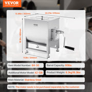 Manual Meat Mixer, 60L Fixed Tank Meat Processing Equipment(Mixing Max 60LBS for Meat), Stainless Steel Meat V952-SYRLJBJBKQXK8RH6N001V0
