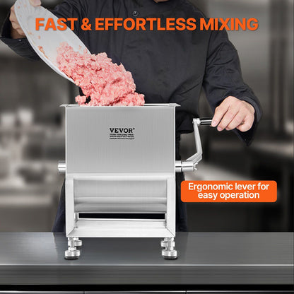 Manual Meat Mixer, 15L Fixed Tank Meat Processing Equipment(Mixing Maximum 15LBS for Meat), Stainless Steel V952-SYRLJBJBKQXKG26A7001V0