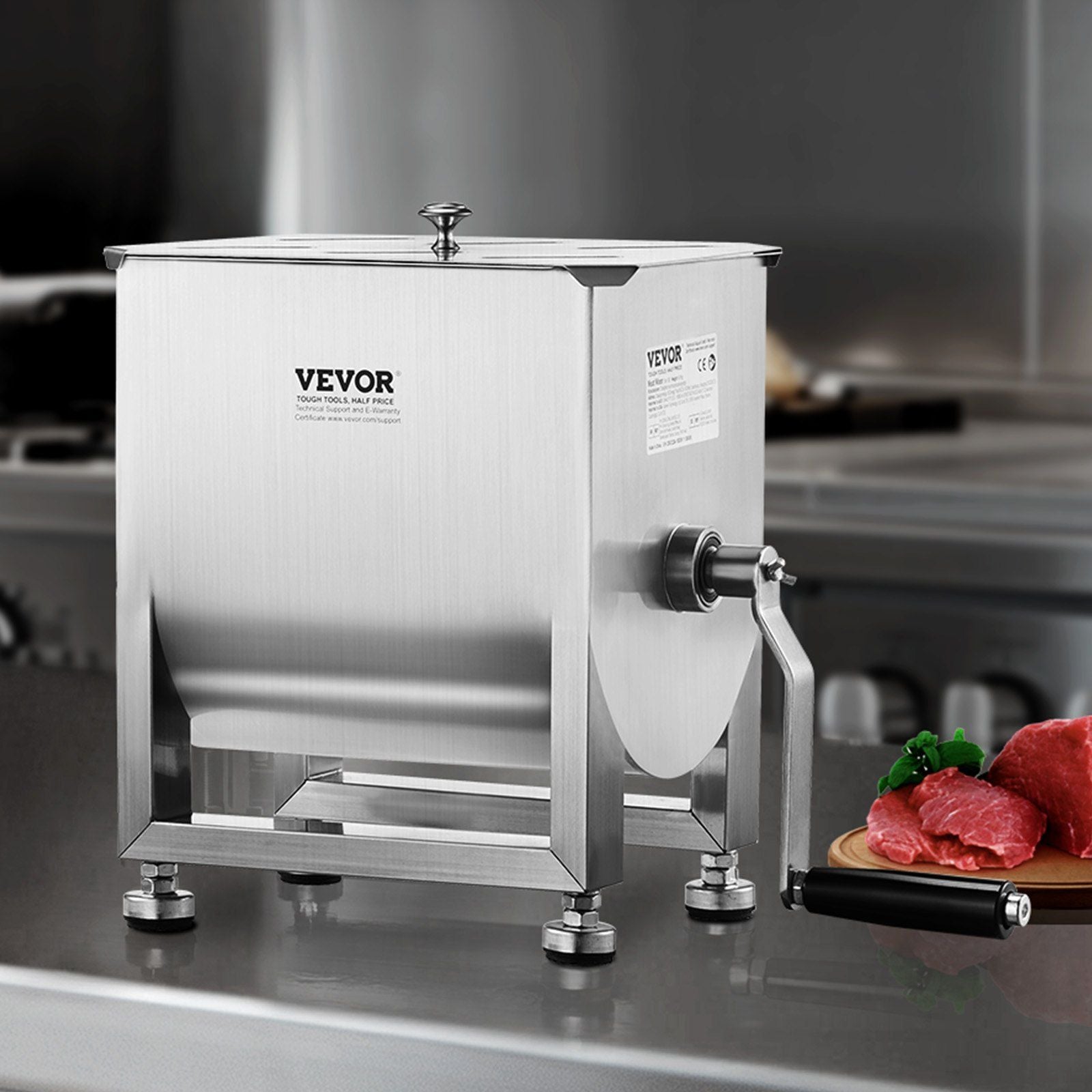 Manual Meat Mixer, 15L Fixed Tank Meat Processing Equipment(Mixing Maximum 15LBS for Meat), Stainless Steel V952-SYRLJBJBKQXKG26A7001V0