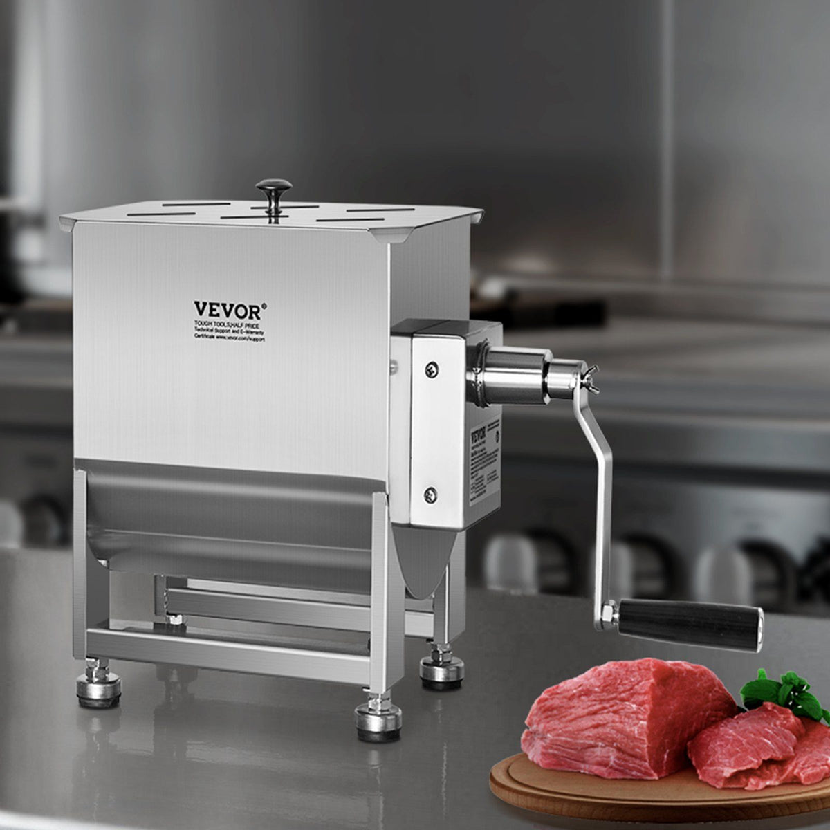 Manual Meat Mixer, 10L Fixed Tank Meat Processing Equipment(Mixing Max 15LBS for Meats), Stainless Steel V952-SYRLJBJBKQXKXAJIU001V0