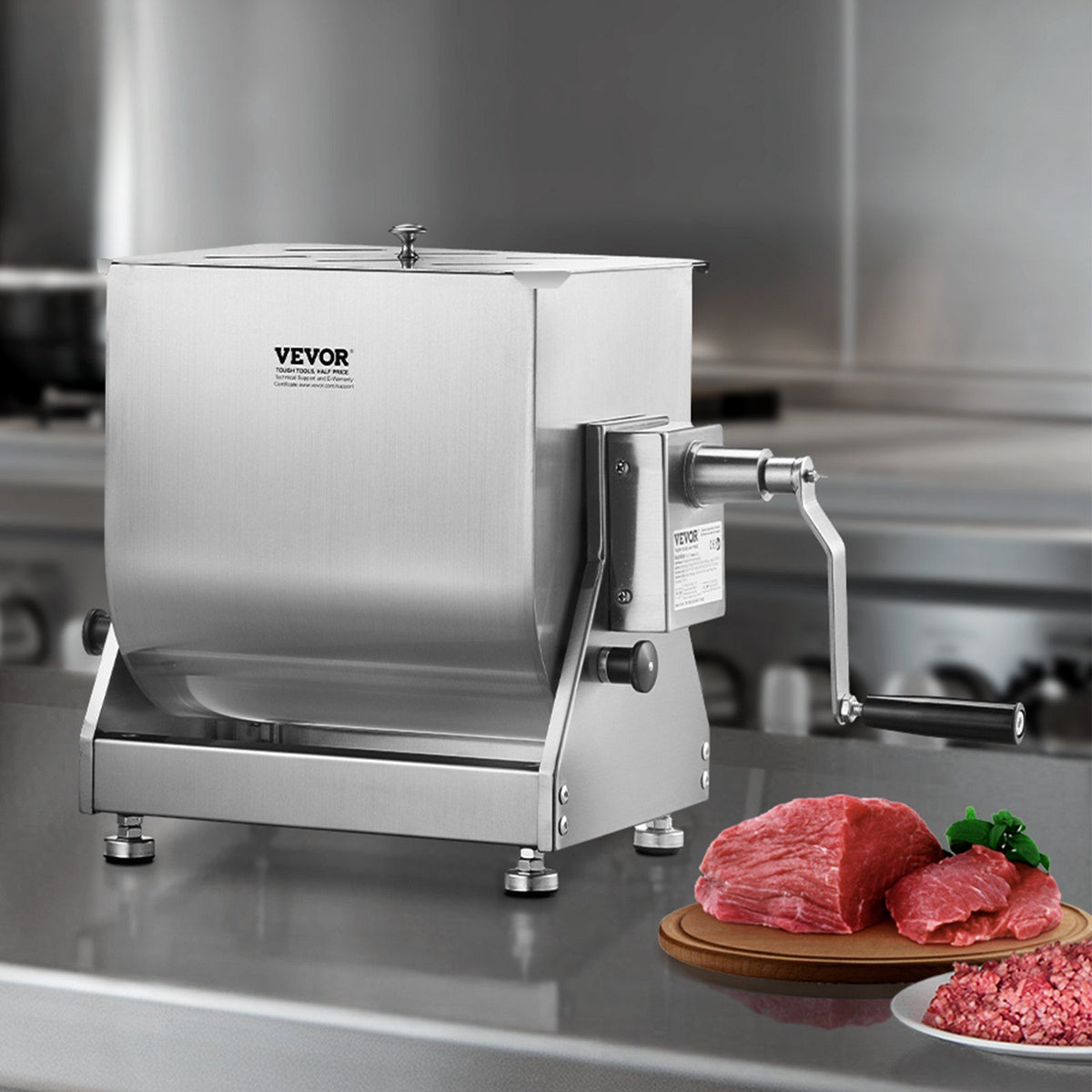 Manual Meat Mixer, 15L Tilt Tank Meat Processing Equipment(Mixing Max 15LBS for Meat), Stainless Steel Meat V952-SYRLJBJKQXK16O0YZ001V0