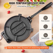 Tortilla Press, 250mm Tortilla and Roti Maker, Cast Iron Heavy Duty Tortilladora Press, Pre-Seasoned V952-SYSBBY10YCZTXI1RSV0