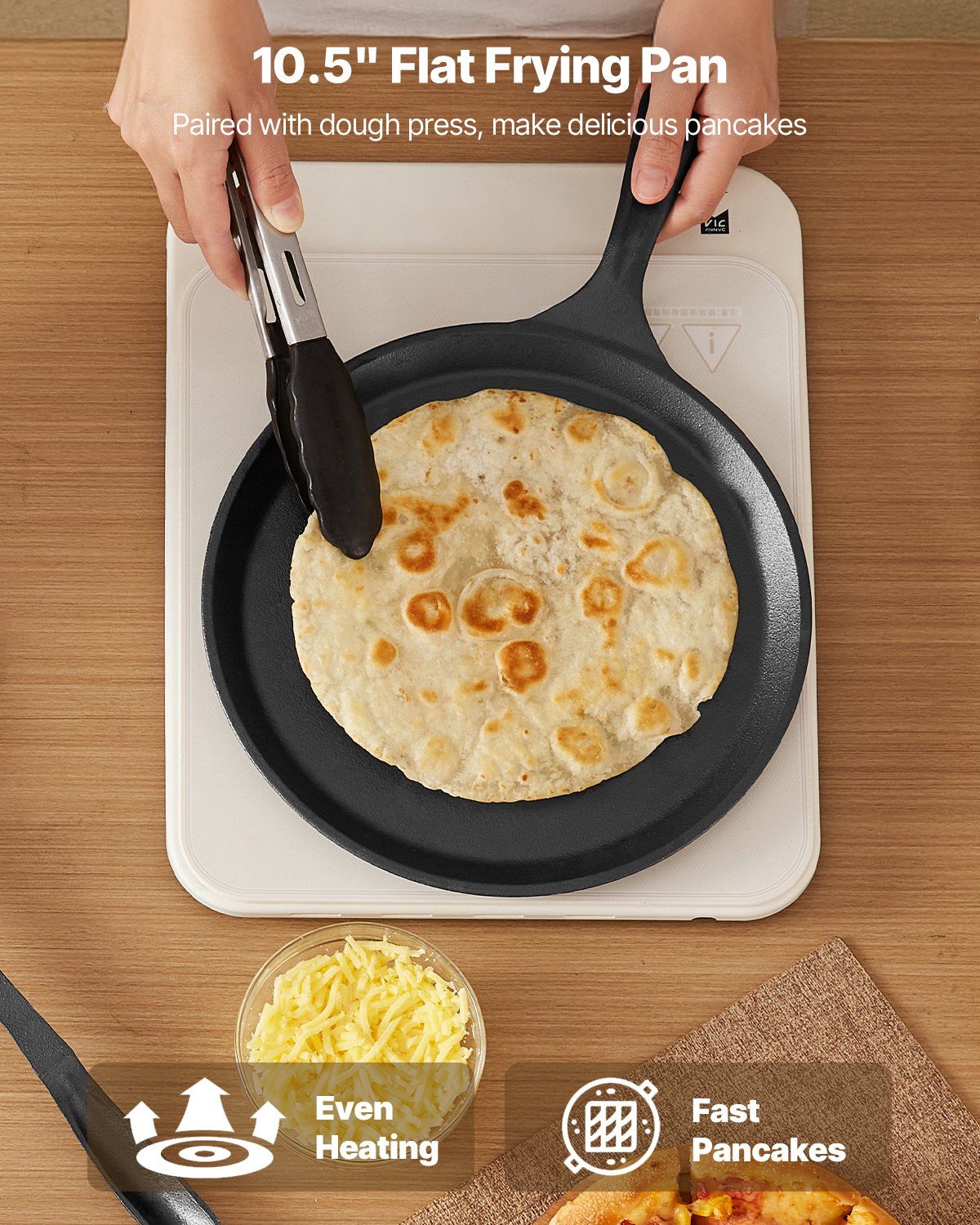 Tortilla Press, 250mm Cast Iron Tortilla and Roti Maker, Heavy Duty Tortilladora Press, Pataconera Makers V952-SYSBBYZTSD10PCND5001V0