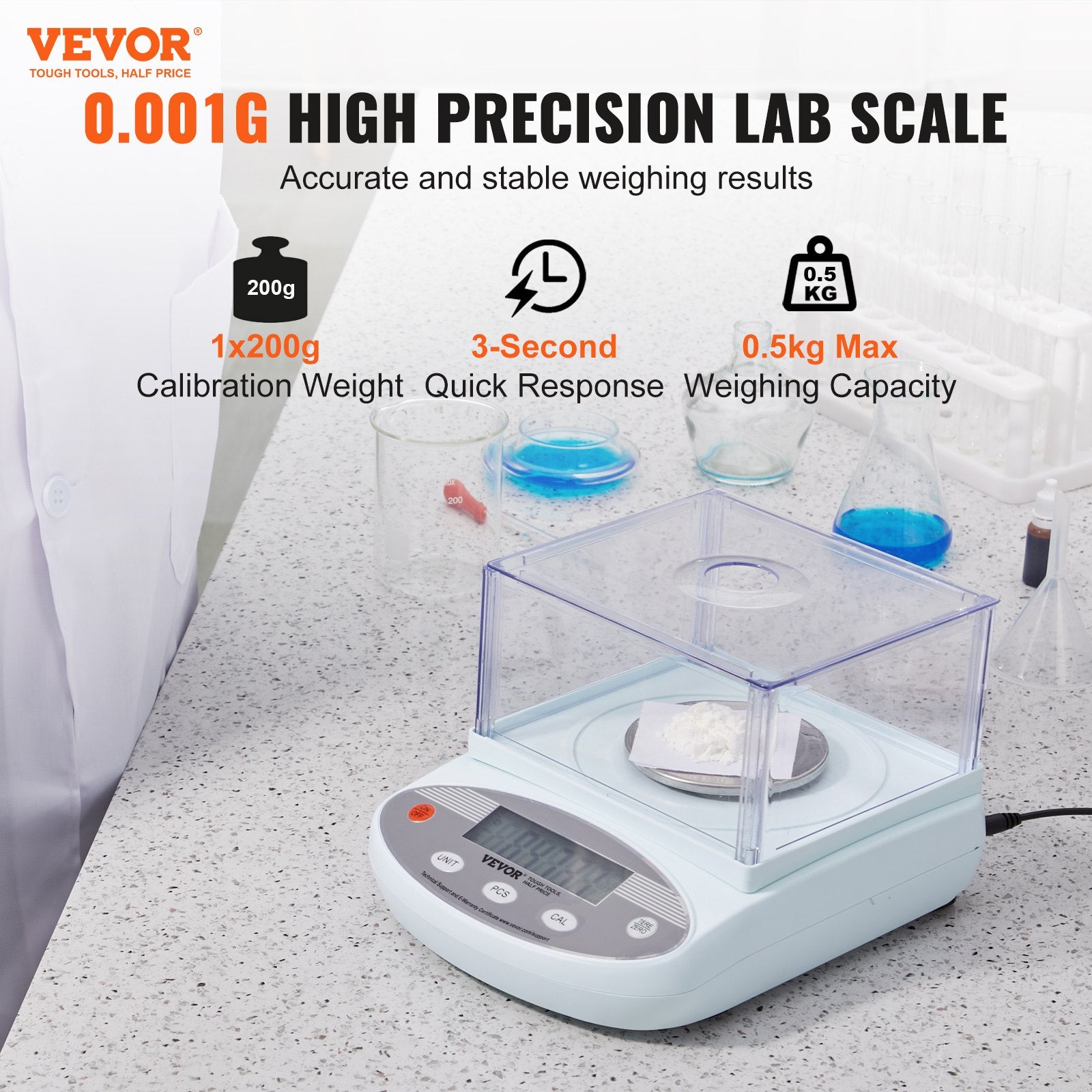 Analytical Balance Lab Scale 500g x 0.001g 13 Units with Windshield LCD V952-SYSCHTP0001GFGCEAV3