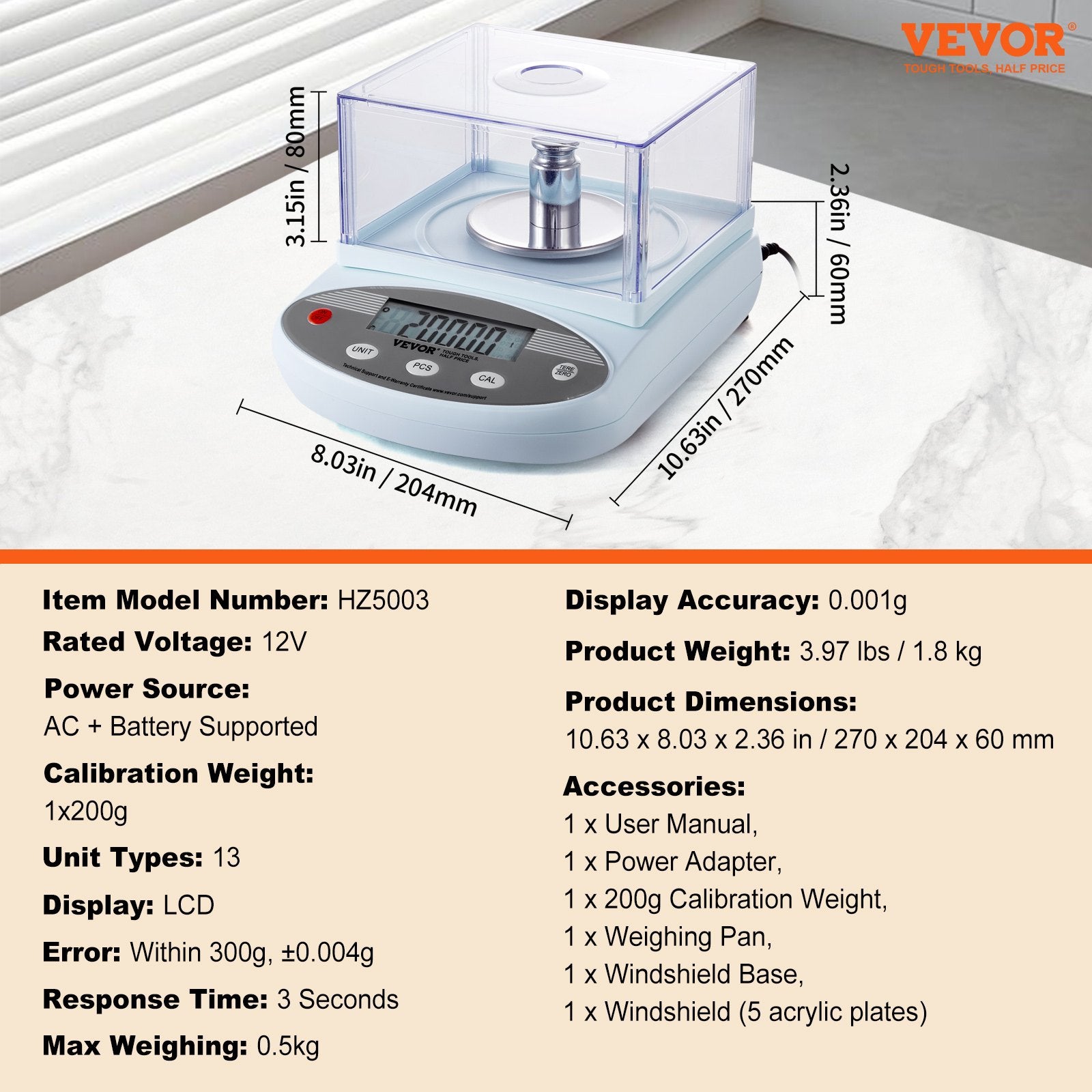 Analytical Balance Lab Scale 500g x 0.001g 13 Units with Windshield LCD V952-SYSCHTP0001GFGCEAV3