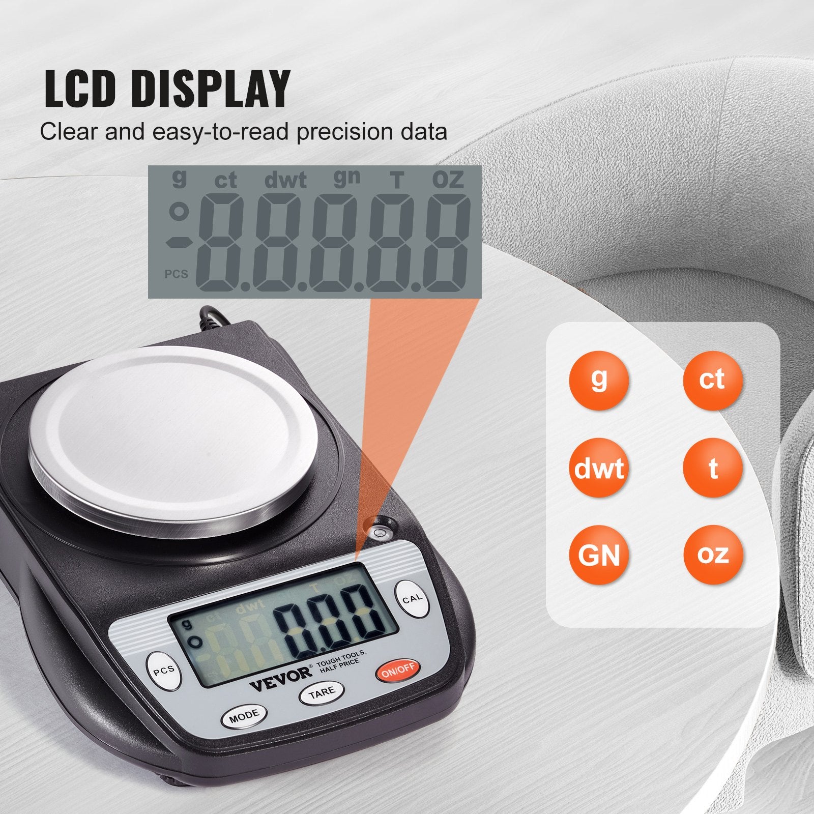 Analytical Balance Lab Scale 600g x 0.01g 6 Units Conversion Electronic V952-SYSCHTP001G0QUY4VV3
