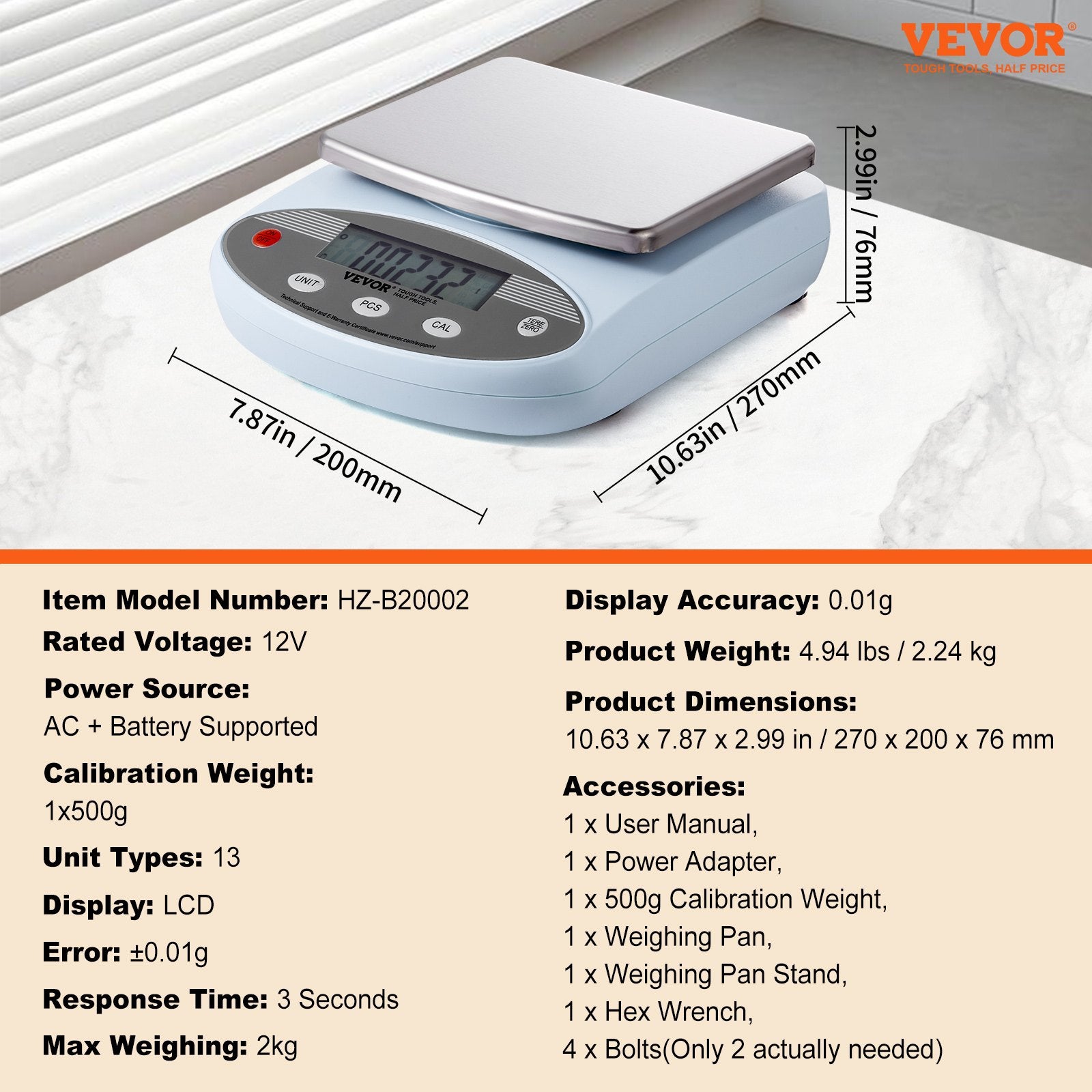 Analytical Balance Lab Scale 2000g x 0.01g 13 Units Conversion Electronic V952-SYSCHTP001G2GXTCOV3