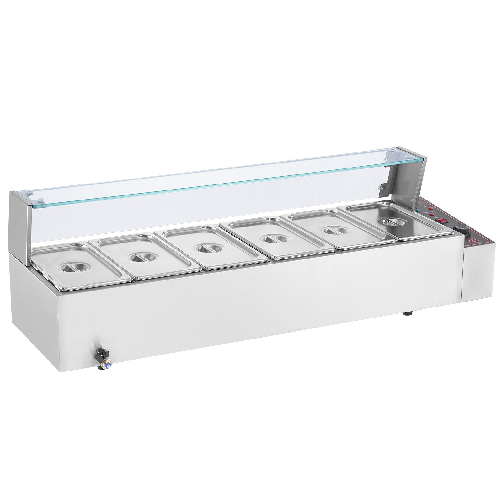 Commercial Electric Food Warmer Countertop Buffet 6*5Qt with Glass Shield V952-SYSPBWQ613FSC97P0V3