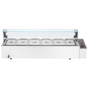 Commercial Electric Food Warmer Countertop Buffet 6*5Qt with Glass Shield V952-SYSPBWQ613FSC97P0V3