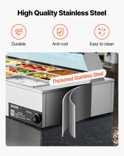 Commercial Food Warmer, 1500W Electric Stainless Steel Steam Food Warmer with Glass Cover, 9-Pan Countertop V952-SYSPBWQ913FS5WYYO002V3