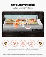 Commercial Food Warmer, 1500W Electric Stainless Steel Steam Food Warmer with Glass Cover, 9-Pan Countertop V952-SYSPBWQ913FS5WYYO002V3