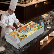 Commercial Food Warmer, 1500W Electric Stainless Steel Steam Food Warmer with Glass Cover, 9-Pan Countertop V952-SYSPBWQ913FS5WYYO002V3
