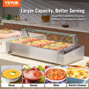 Commercial Electric Food Warmer Countertop Buffet 9*5Qt with Glass Shield V952-SYSPBWQ913FS5WYYOV3
