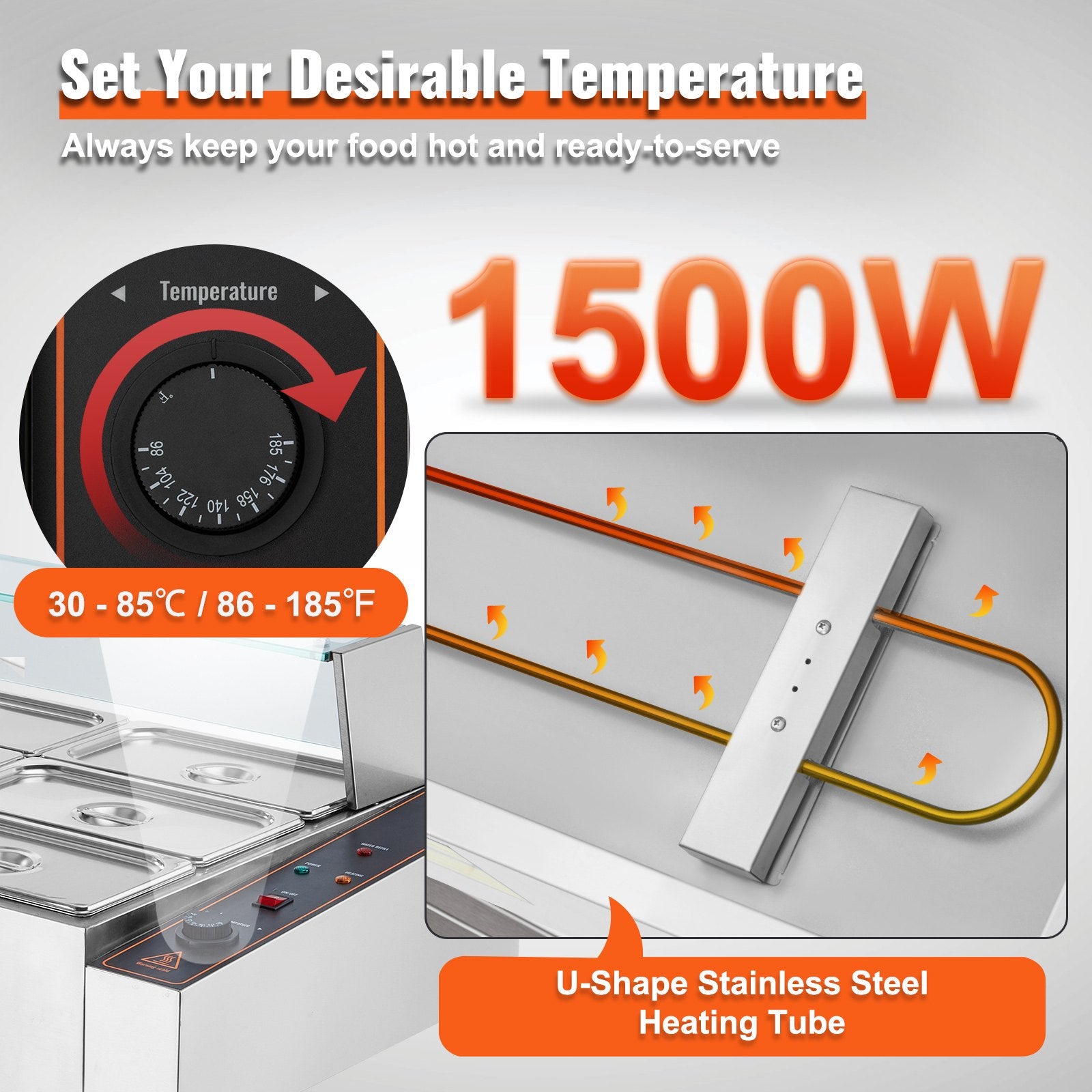 Commercial Electric Food Warmer Countertop Buffet 9*5Qt with Glass Shield V952-SYSPBWQ913FS5WYYOV3