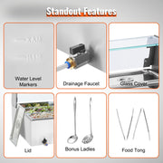 Commercial Electric Food Warmer Countertop Buffet 9*5Qt with Glass Shield V952-SYSPBWQ913FS5WYYOV3