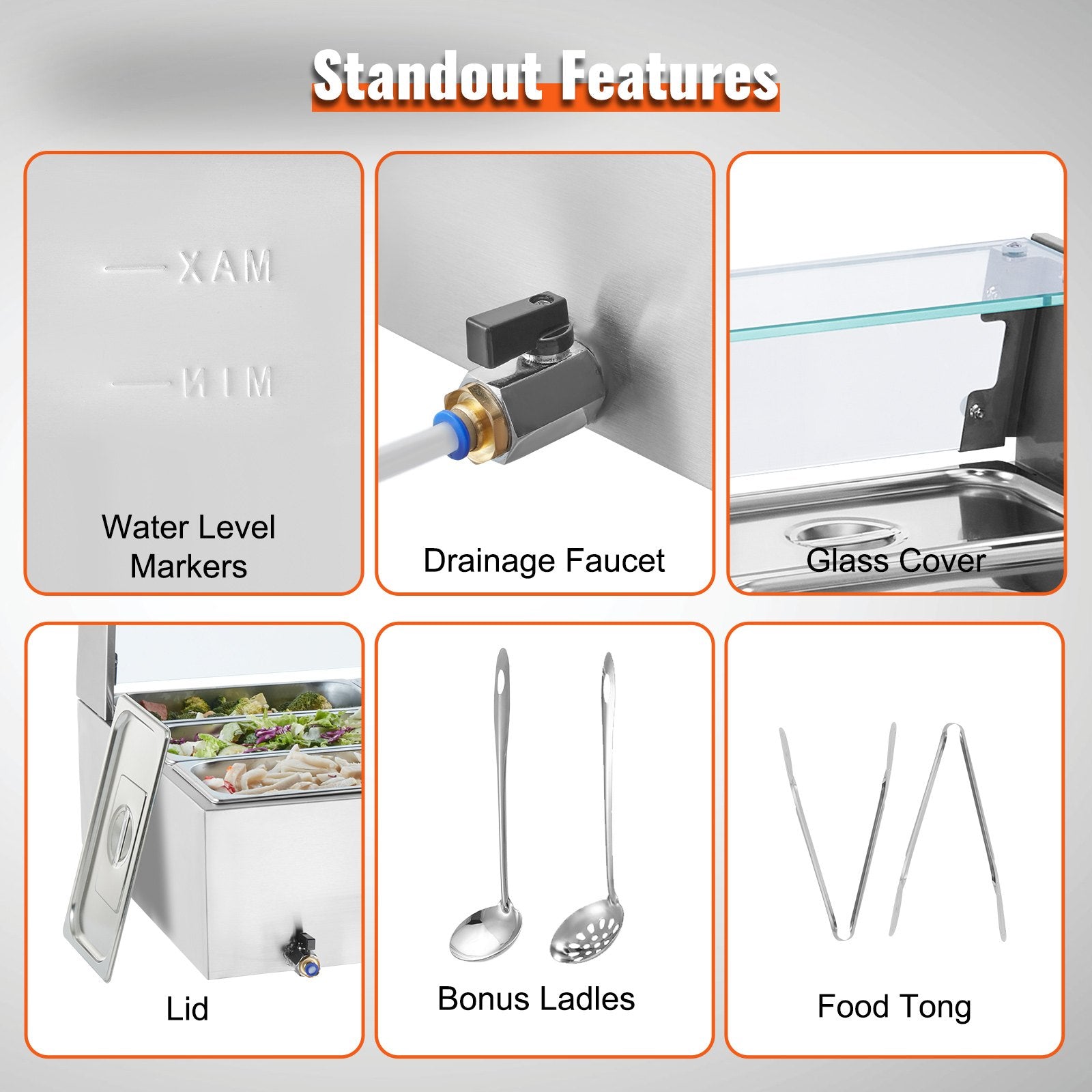 Commercial Electric Food Warmer Countertop Buffet 9*5Qt with Glass Shield V952-SYSPBWQ913FS5WYYOV3
