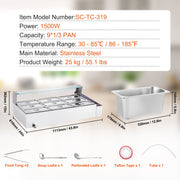 Commercial Electric Food Warmer Countertop Buffet 9*5Qt with Glass Shield V952-SYSPBWQ913FS5WYYOV3